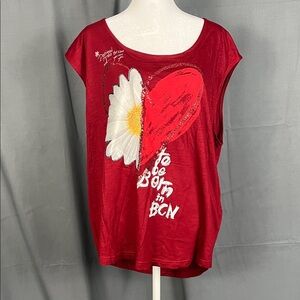 Desigual Red Heart Graphic Women's Tee